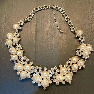 Pearl and rhinestone statement necklace